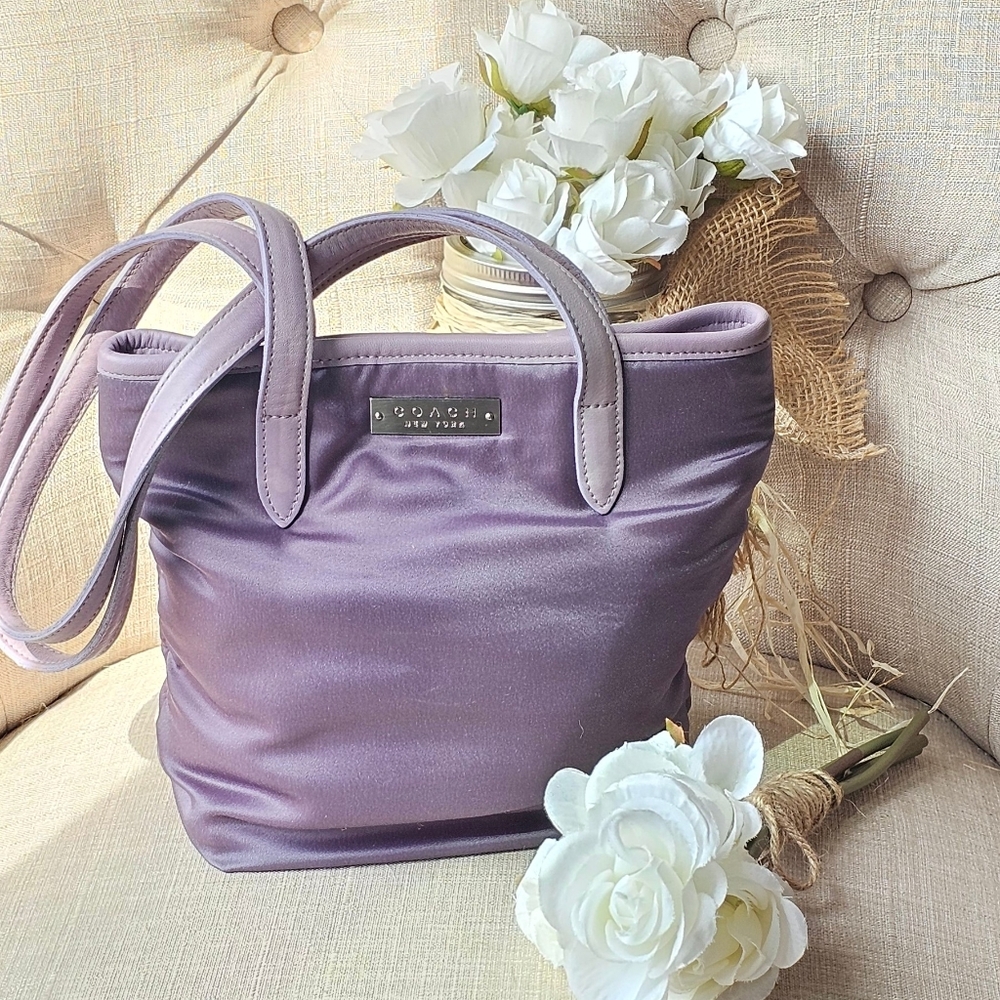 Vintage Coach Satin Mini Lunch Tote # 6103 ( Lilac / Lavender )
